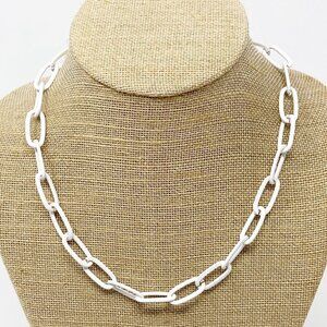 White Paper Clip Chain Necklace Matte White